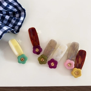 Chic acetate flower hair clips with rhinestones in various colors for women