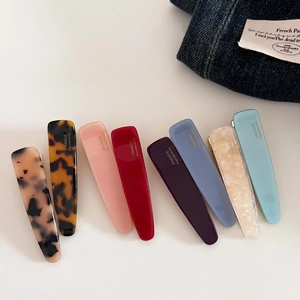 Minimalist teardrop acetate hair clips set in various colors with gold handmade lettering