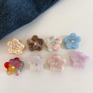 Mini Flower Acetate Hair Claw Clips Small Sweet Floral Rhinestone Bangs Clip Fashion Hair Accessories For Women Girls