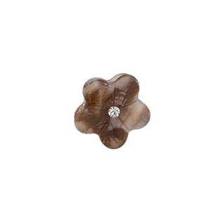 Mini floral cellulose acetate hair claw clip with elegant brown marble texture and rhinestone
