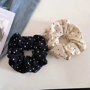 Chouchous en Tissu à Pois Style Coréen Élastiques Plissés Grands Chouchous Porte-Queue de Cheval Accessoires de Cheveux pour Femmes Filles