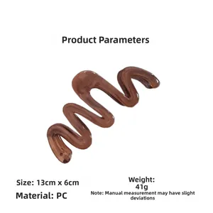 Macro view of 13cm large brown wavy hair claw clip showing PC material and dimensions