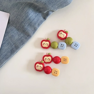 Lot de barrettes à cheveux pommes et boutons pour filles avec des motifs colorés en résine