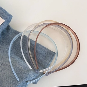 Korean Style Minimalist Translucent Plastic Resin Headband With Anti-slip Teeth Solid Color Elegant Hair Band For Women Daily Accessorie