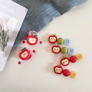 Lot de 6 pinces à cheveux mignonnes avec pommes rouges et boutons pour filles et femmes