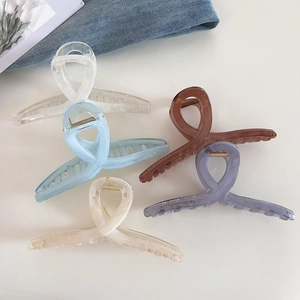 Grande Pince à Cheveux pour Femmes Élégante Motif de Marbre en Plastique Antidérapante Accessoires de Cheveux Style Coréen