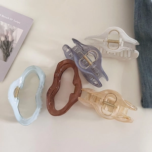 Set of five jelly color cloud hair claws in blue, grey, cream, amber and brown