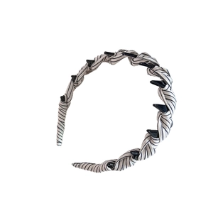 Retro striped fabric headband with anti-slip teeth design for high cranial top hairstyle