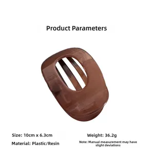 Dimensions détaillées de la pince à cheveux en résine ambre de 10cm avec taille et poids