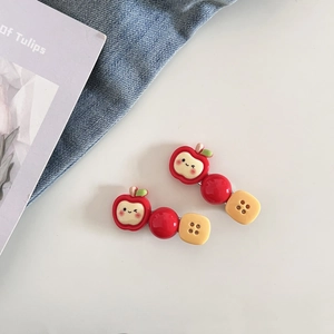 Barrettes à cheveux mignonnes avec pommes rouges et boutons jaunes pour filles