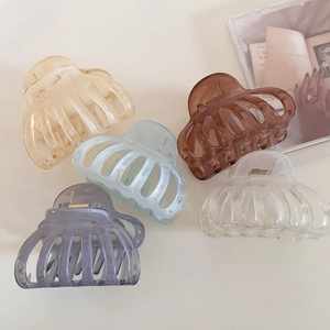 Korean Style Simple Translucent PC Hair Claw Clip Large Shark Clip For Women Elegant Hollow Pumpkin Hair Accessories
