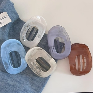 Élégante Pince à Cheveux Ovale Creuse en Marbre d'Été pour Femmes Pince Requin en Plastique Tie-Dye Accessoire de Mode