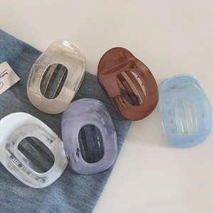 Lot de cinq pinces à cheveux ovales évidées élégantes aux couleurs pastel marbrées