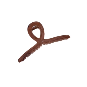 Grande pince à cheveux élégante en résine marron café avec finition brillante