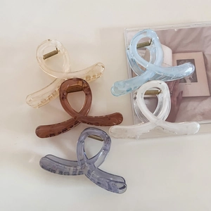 Pince à Cheveux Géométrique Torsadée en Plastique PC Minimaliste pour Femmes Grande Pince à Requin Mate Élégant Accessoire de Coiffure