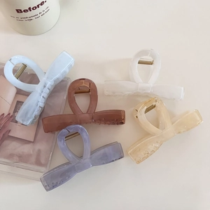 Barrettes à cheveux minimalistes à nœud avec motif marbré en plusieurs couleurs