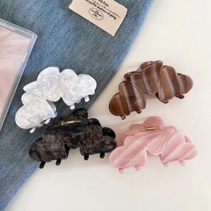 French Style Acetate Heart Cloud Hair Claw Clip Marbled Texture Non-Slip Hair Crab Clamp For Women Daily Styling Accessory