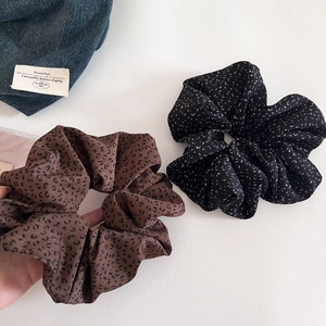 Chic leopard print and black moon pattern oversized scrunchies set for hair