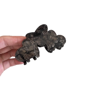 French style heart shaped dark grey translucent hair claw clip for women's hair styling