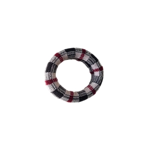 Elastic seamless checkered hair ties with red and black knit pattern for ponytail