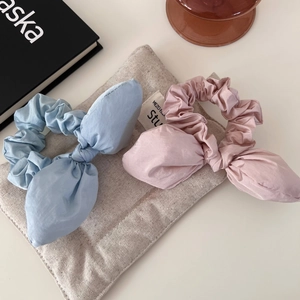 Lot de chouchous à nœuds rose et bleu en satin doux pour coiffures élégantes