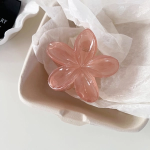 Elegant pink flower hair claw clip with a jelly resin finish for French vintage hairstyles