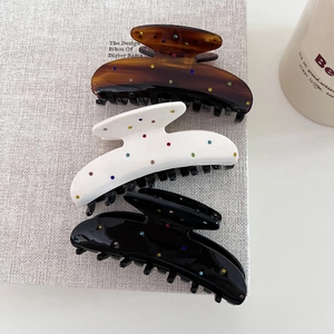 Pince à Cheveux en Acétate Vintage Avec Strass Colorés Style Français Grande Pince à Cheveux Accessoires de Mode Femme