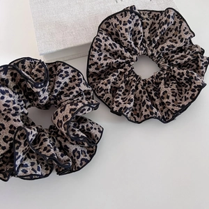 Vintage Leopard Print Large Scrunchies Oversized Fabric Hair Ties High Elastic Ponytail Holder Fashion Hair Accessories For Women