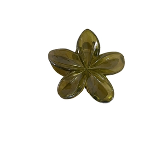 French vintage dark olive green flower hair claw clip made of translucent resin for women