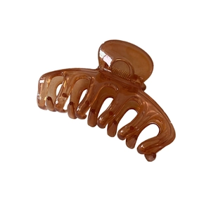 Minimalist jelly amber resin hair claw clip with strong metal spring and large jaw teeth