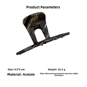 Detailed view of acetic acid hair claw clip showing tortoise pattern and 9.5x5cm size