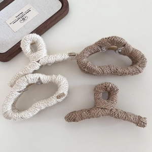 Retro Koreanische Strickwolle Haarklammern Für Damen Große Haifischklammer Dickes Haar Zubehör Creme Khaki Eleganter Kopfschmuck