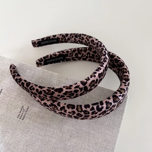 Retro velvet leopard print headband with sponge padding and handmade interior label