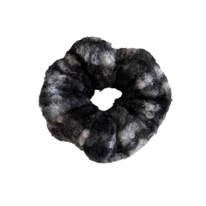 Chouchou à carreaux monochrome en tissu de laine doux pour coiffures d'hiver