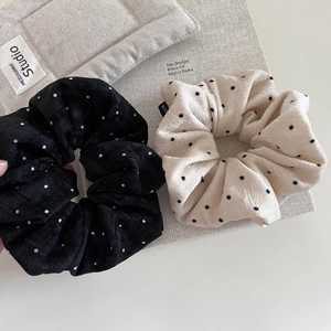 Women Polka Dot Plush Hair Scrunchies Soft Chenille Large Elastic Hair Bands Minimalist Korean Style Ponytail Holder Hair Accessories