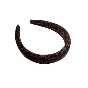 Retro leopard print velvet sponge headband with handmade label for women hair accessory