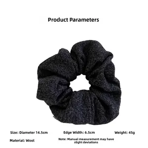 Detailed dimensions of this large wool charcoal scrunchie with 14.5cm total diameter