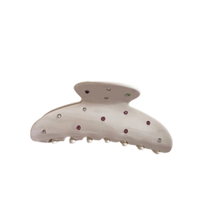 Polka dot acetate claw clip with colorful rhinestones for French style hair styling