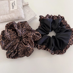 Conjunto de Coleteros de Satén con Estampado de Leopardo a la Moda Lazos para el Cabello Pinzas de Banana Pinzas de Garra Retro Estilo de Mujer Accesorios