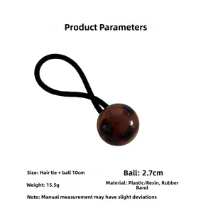 Paramètres de taille détaillés de l'élastique à cheveux avec boule en résine léopard chic