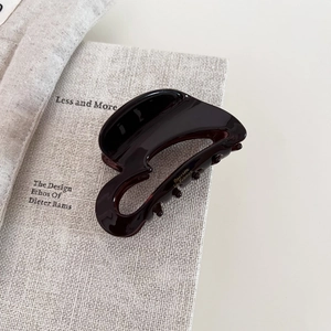 Vintage acetate hollow heart hair claw in dark brown and wine red French style