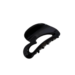 Glossy black acetate heart hair claw with gold Barrette La France text in French style