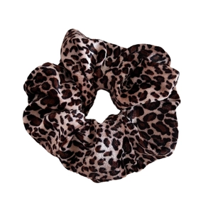 Chouchou rétro en velours imprimé léopard avec texture plissée haute élasticité