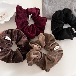 Retro Velvet Large Scrunchies Women High Elastic Soft Chenille Hair Ties Ponytail Holder Handmade Fabric Hair Accessory