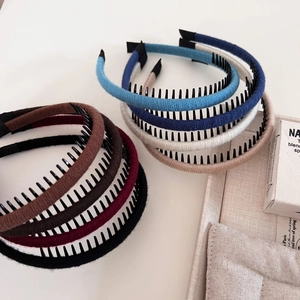 Nonslip headband set with wool-wrapped fabric and inner teeth in various retro colors