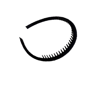 Classic black wool-wrapped thin headband with anti-slip teeth for secure hair styling