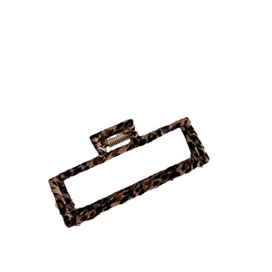 Elegant rectangular leopard print hair claw clip for women with classic pattern