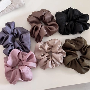 Elegant Large Satin Scrunchies For Women Handmade Solid Color Silk Like Hair Ties High Elasticity Fashion Hair Accessories