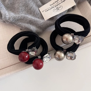 Lot de chouchous élégants avec perles, strass rouges et breloques en cristal de luxe