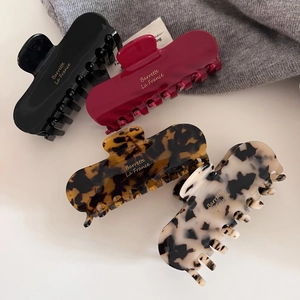 Vintage French Style Acetate Large Square Hair Claw Clip For Women Leopard Tortoiseshell Elegant Nonslip Shark Clip Hairpin Accessory